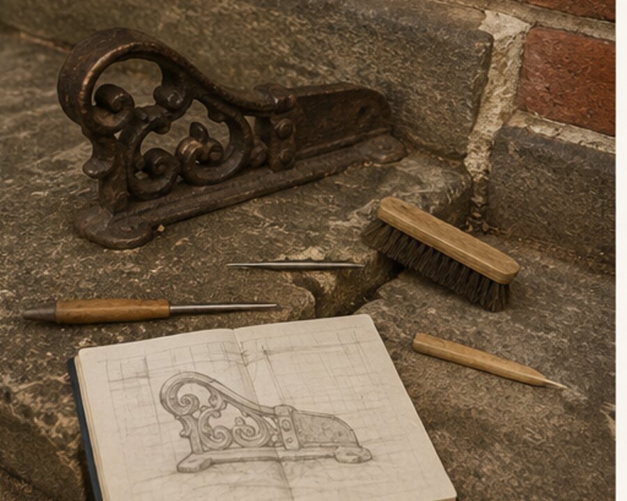 The Iron Boot Scraper Beside an Old Front Step — editorial reconstruction 6